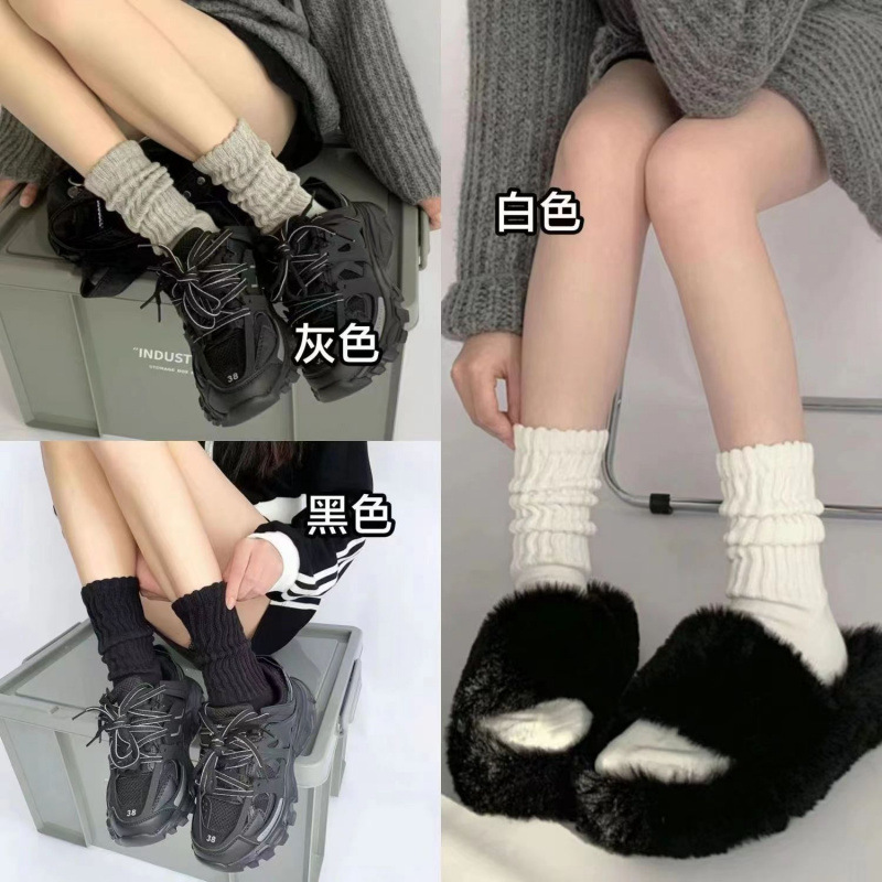 春夏秋季高颜值纯色女士JK洛丽塔日系针织透气堆堆袜中筒袜女长袜