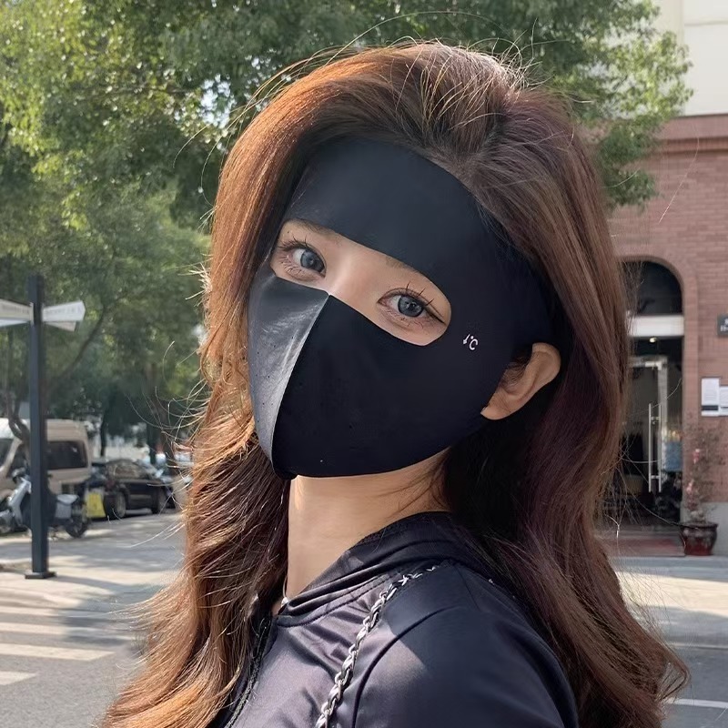 防晒全脸无痕面罩脸基尼口罩透气额头一体防紫外线夏季冰丝口罩女
