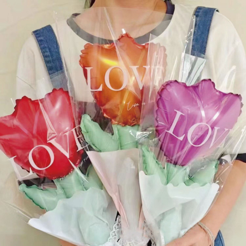 热卖多款郁金香花束套装情人节母亲节婚礼求婚告白道具铝膜气球
